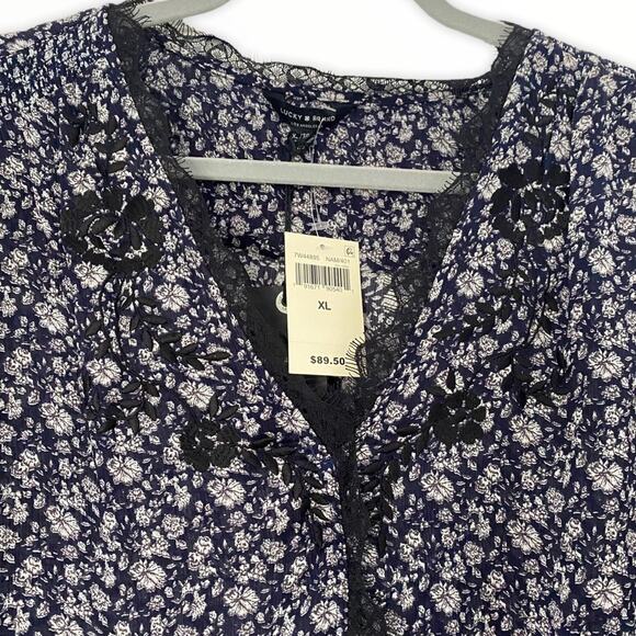 Lucky Brand Floral Lace Trimmed Blouse - Picture 2 of 4